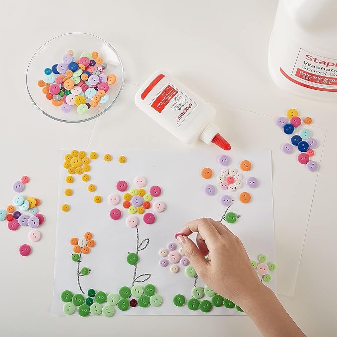 Staples School Glue, 4 oz. Bottles, 48 Pack – Washable Adhesive for Classrooms, Crafts & Projects