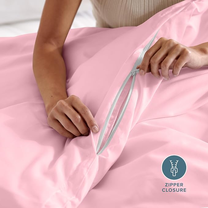 Bare Home Bedding Duvet Cover Extra Long Size - Premium 1800 Super Soft Collection - Lightweight, Cooling - Soft Breathable Bedding Duvet Cover (Twin/Twin XL, Light Pink)