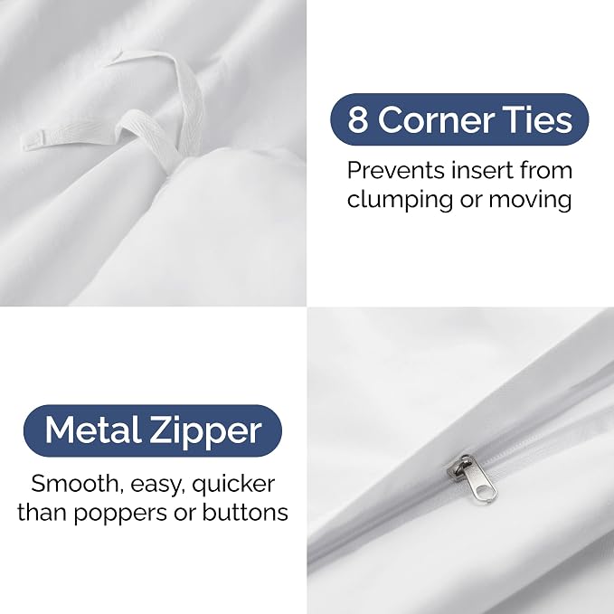 Duvet Cover Cal King Size Set - Extra Soft Cal King Duvet Cover 104" x 98" with 2 Pillow Shams for Women, Men, Kids & Teens - Hotel Luxury w/ Zipper Closures & Ties - Comfy, Cozy & Breathable (White)