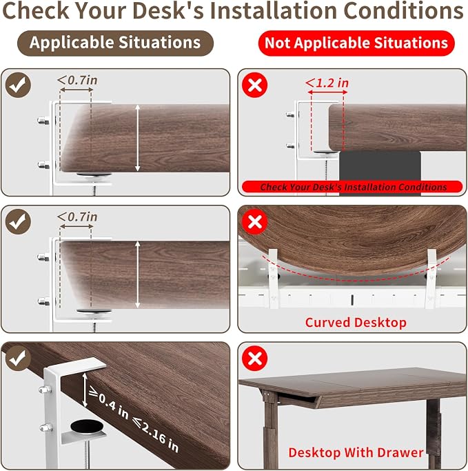 Under Desk Cable Management, Expandable 25.2"–38.6" Cable Management Under Desk No Drill, Heavy Duty Carbon Steel with Clamp, Hidden Cord Organizer for Desk, Home Office Standing Desk White