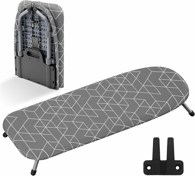 Xabitat Foldable Tabletop Ironing Board, Gray | Portable tabletop design, foldable frame, heat-resistant cover, space-saving storage