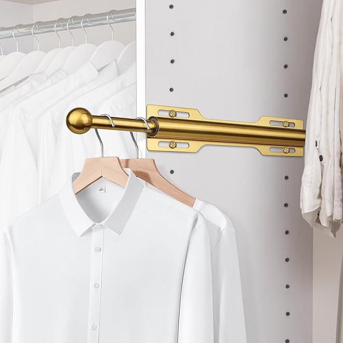 12" Valet Rod for Closet Pull Out (2 Pack, Brushed Gold)