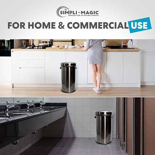 Simpli-Magic 65 Liter / 17 Gallon Open Top Trash Can, Elegant Black Finish