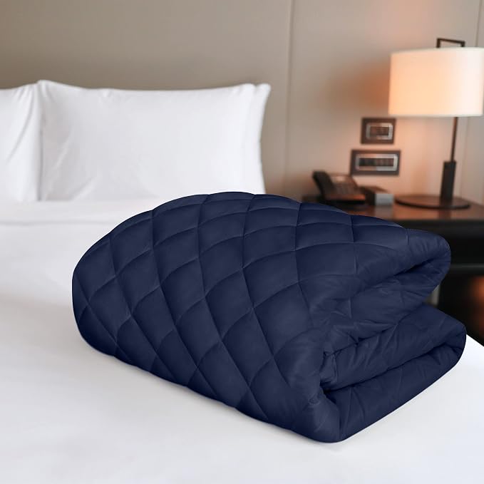 Quilted Fitted Mattress Pad, King Mattress Protector Topper with Deep Pocket Stretches up to 16 Inches, Machine Washable Mattress Cover by Utopia Bedding (Navy)