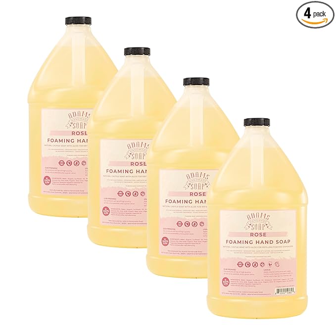 Adams Handmade Soap Liquid Foaming Soap 1 Gal - Rose (Pack of 4)