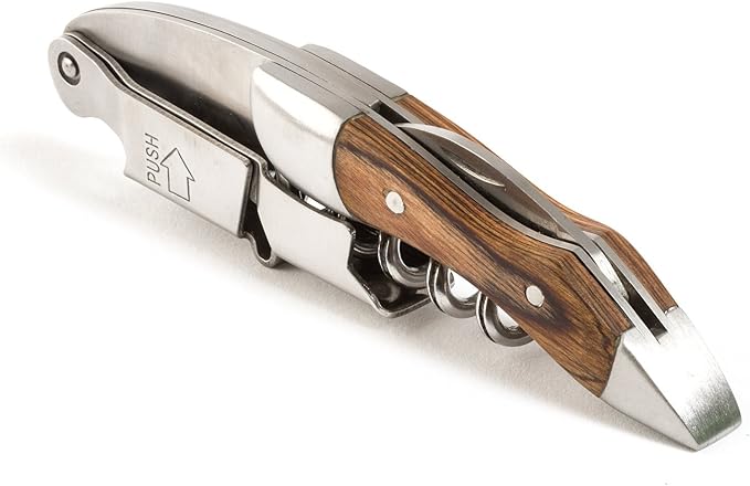 Prestige Waiters Corkscrew By Coutale Sommelier - Naturalwood - Handmade and Sustainable Pinewood Crate - French Patented Spring-Loaded Double Lever Wine Bottle Opener for Bartenders and Gifts