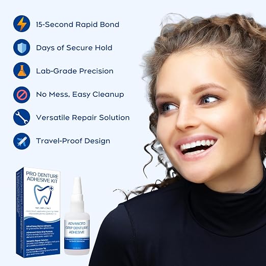 Dental Lab Instant Bonding Glue for Dentures & Lab Tools – Fast-Setting in 15–60 Sec | Denture Crack Repair & Gap Filling | Controlled Gel Formula | 1oz