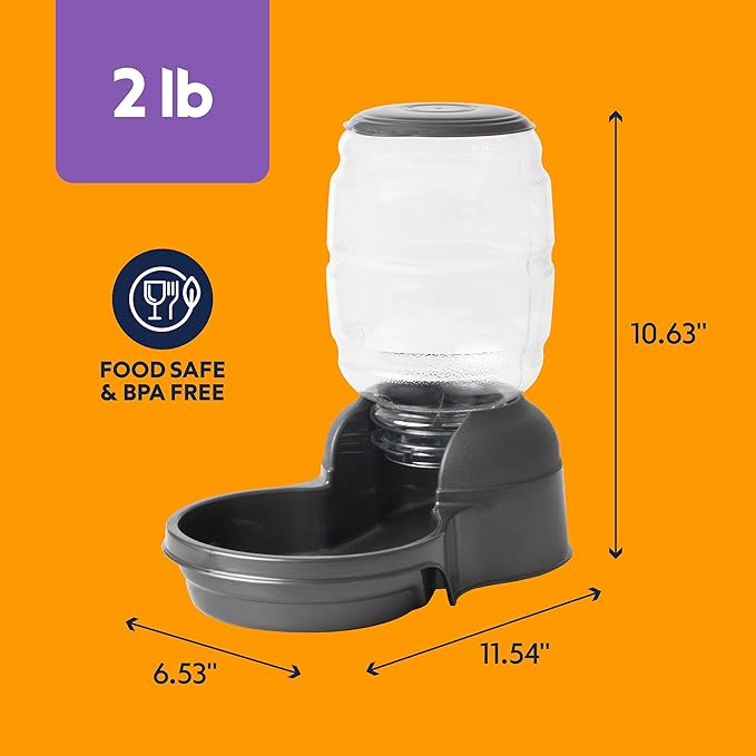 Petmate Replendish Automatic Dog Feeder Gravity Pet Treat Dispenser with Microban Protection Base, Wide Mouth Bowl, 100% BPA Free - 2 lb
