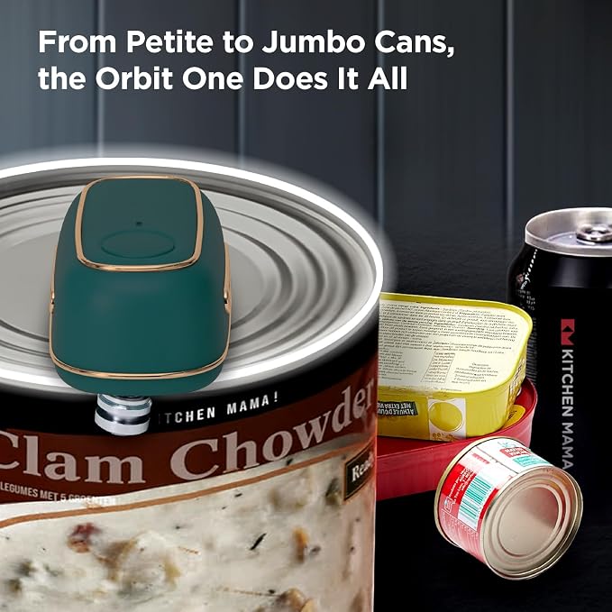 Kitchen Mama Orbit One Electric Can Opener, Royal Emerald | Rechargeable, Hands-free, USB-C Charging, Automatic Stop, Smooth Edge