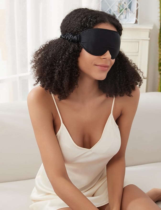 Alaska Bear Silk Contour Sleep Mask with Molded Cups, Luxury Cool 22 Momme,3D Padded Eye Mask for Sleeping with Gift Box
