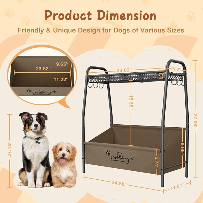 Lomivra Large Dog Toy Basket (23.6"x11.2"x9.7"), Dogs Toy Bin with Storage Organizer, Trapezoid Toy Box for Dog Stuff Accessories, Pet Toy Storage Holder Chest for Cat Dogs Essential Supplies（Brown）