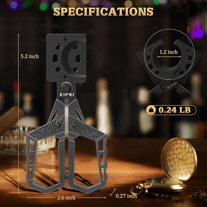 XIFEI Cigar Cutter, Stainless Steel Double Blade Guillotine Straight Cut Scissors, Ergonomic Hand-Held Design for All Cigars, Ideal Gift for Cigar Enthusiasts (Black)