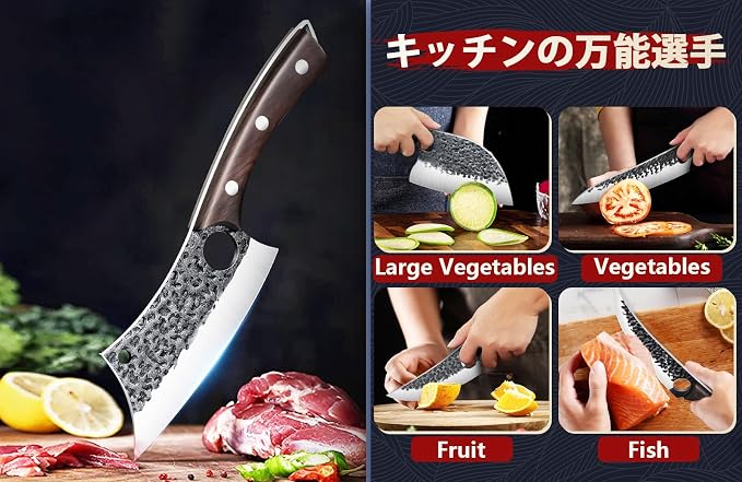 DRGSKL Serbian Chef Knife Set - 10 PCS Hand Forged Knife Set with Bag | Japanese ATS-34 Steel, Hand Forged Full Tang Knife, Ebony Handle, Anti-stick Pounding Texture, Full Accessory Kit, Ideal Gift