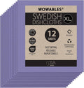 Swedish Dishcloths for Kitchen XL, 12 Sheet Roll, Biodegradable & Compostable, Reusable Paper Towel Cleaning Cloths, 11" x 10", No Odor, Washing Dishes, Ultra Absorbent Cellulose Sponge Towel, By LOLA