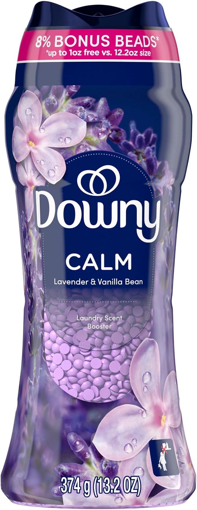 Downy Calm In-Wash Laundry Scent Booster Beads, Soothing Lavender and Vanilla Bean scent, 12.2 OZ, laundry scent beads, Long-lasting Freshness (Packaging May Vary) (Pack of 4)