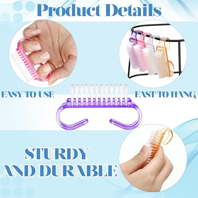 Bokon 400 Pcs Handle Grip Nail Brush Bulk Hand Fingernail Scrub Cleaning Brushes for Toes and Nails Cleaner, Pedicure Scrubbing Tool Kit for Men and Women(Colorful)