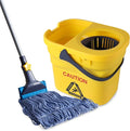Yocada Commercial Mop Bucket with Wringer Portable Collapsible Plastic Mop Bucket and Looped-End String Wet Mop Heavy Duty Cotton Mop Set Kit
