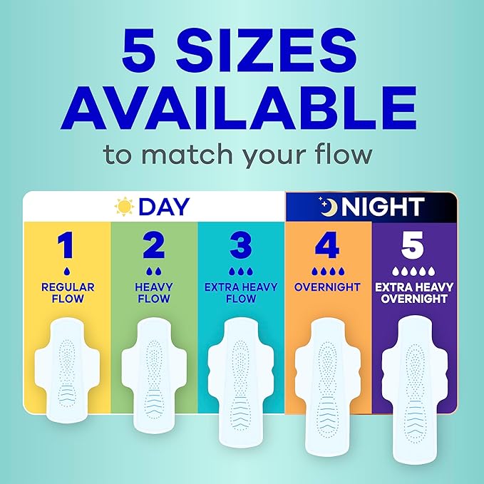 Always Pure Cotton Feminine Pads for Women, FlexFoam Pads with Wings, Size 1, Regular Absorbency, Unscented, 84 Count (3 Packs of 28)