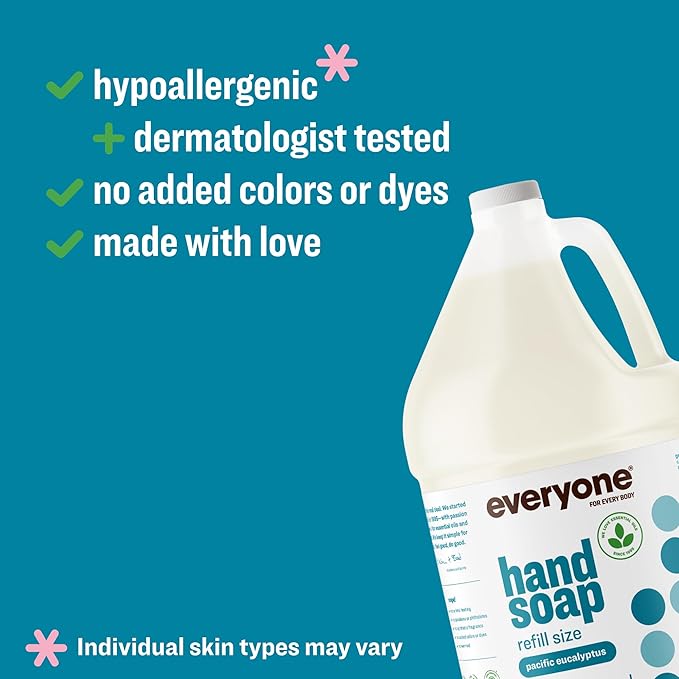 Everyone Liquid Hand Soap Refill, 1 Gallon, Pacific Eucalyptus, made with Essential Oils for kitchen and bathroom
