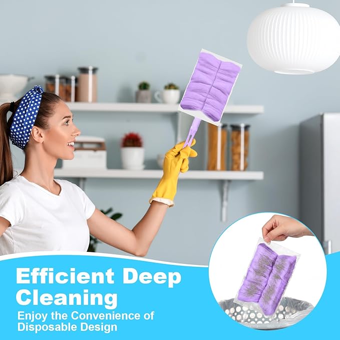 Mimorou 300 Pcs Disposable Dusters Refills Bulk Heavy Duty 180° Multi Surface Replacement Dusters for Cleaning Ceiling Fan with Microfibers Unscented (Pastel Colors)