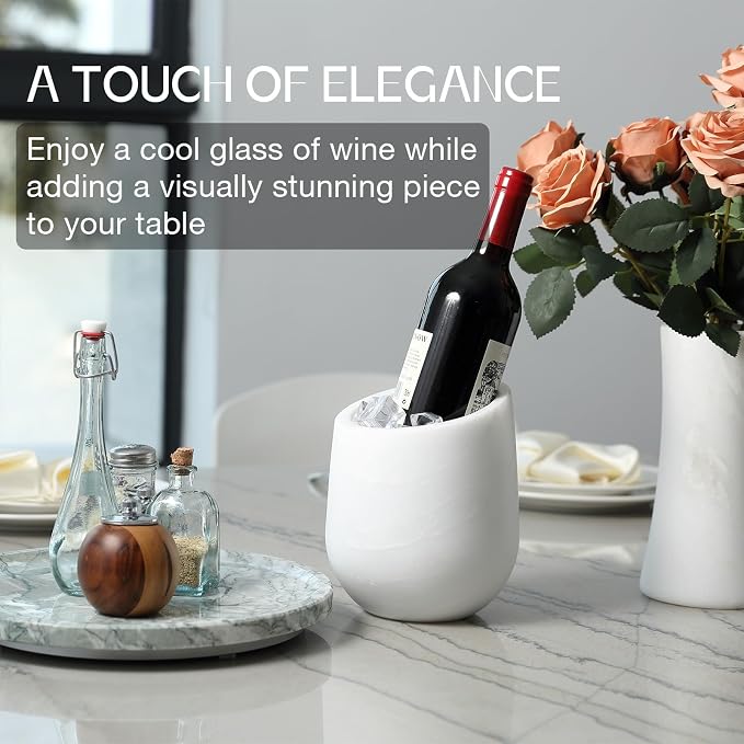 BCS Marble Wine Bottle Chiller Bucket - Versatile Wine & Champagne Chillers for Bottles - Applicable to Kitchen Utensil Holder That Also Serve as Lamp Shade