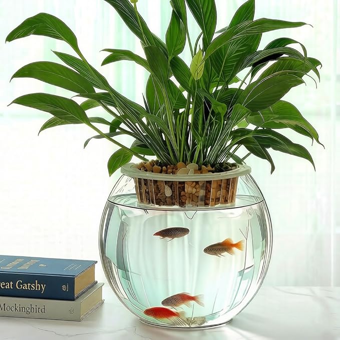 CYS EXCEL Large Glass Bubble Bowl (H-12 W-13, Approx. 5.3 Gal.) Round Bowl Terrarium Globe Flower Vase Centerpiece for Weddings Events Arrangements