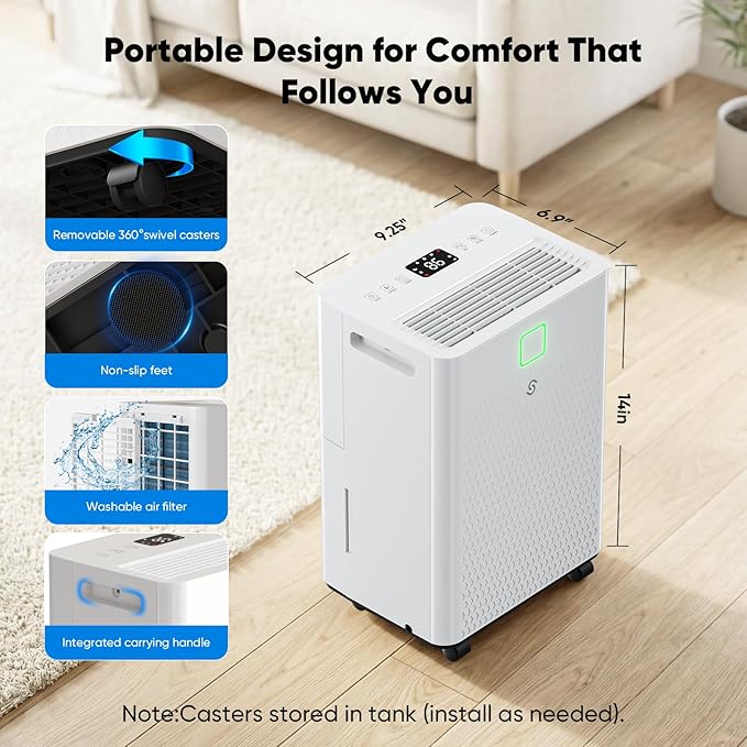 HUMILABS 1600 sq. ft. Dehumidifier for Basement, 21 Pint Dehumidifier for Home with Drain Hose, Auto Modes, 24H Timer, Child Lock, 37dB. Ideal for Bathrooms, Basements, and Large Rooms.
