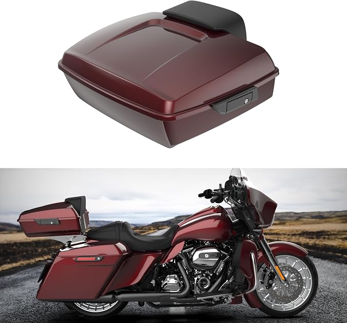 Advanblack Road Glide Tour Trunk Pack Mysterious Red Sunglo Chopped Tour Trunk Pack Backrest Pad for '97-'25 Harley Touring Road King Street Glide Electra Glide CVO models