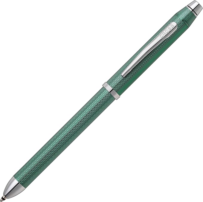 Cross Tech3+ Refillable Multi-Function Ballpoint Pen with Stylus, Medium Ballpen (Black and Red Ink) and Pencil, in one sleek writing instrument.Includes Luxury Gift Box - Translucent Green Barrel.