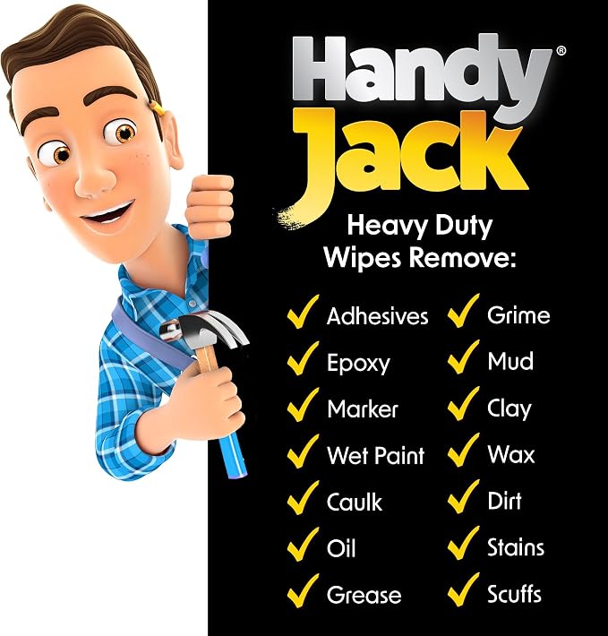 Wipex Handy Jack Heavy Duty Wipes, Dual Texture Cleaning Cloth, Use on Hands, Equipment, Tools - Removes Paint, Adhesives, Oil, Grease, & Dirt, Bulk Size, 260 Count (Pack of 1)