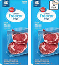 Freezer Guard Double Zipper Freezer Bags Gallon Size 80 Count Heavy Duty Food Storage Bags Leakproof Airtight Seal BPA Free Plastic for Freezing Meat Vegetables Meal Prep (Pack of 2)