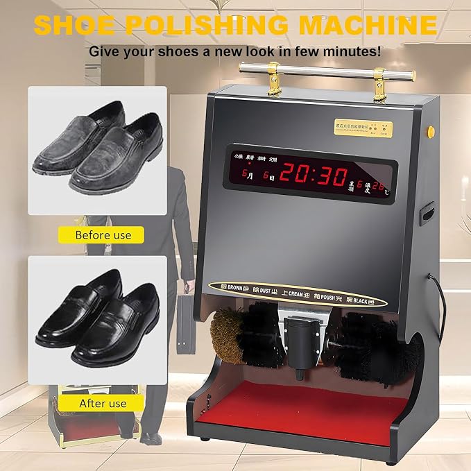 Shoe Polisher Automatic Induction, Fully Automatic Electric Shoe Shine Machine with Smart Sensor, Household Shoe Polishing Machine for Hotel Lobby, Office, Public Areas and Home Use Black