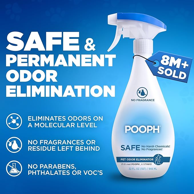 Pooph Pet Odor Eliminator, 32oz - Eliminates Odors at the Molecular Level, Dogs, Cats, Freshener, Eliminator, Urine, Poop, Pee, Deodorizer, Nature’s, Puppy, Fresh, Clean, Furniture, Potty