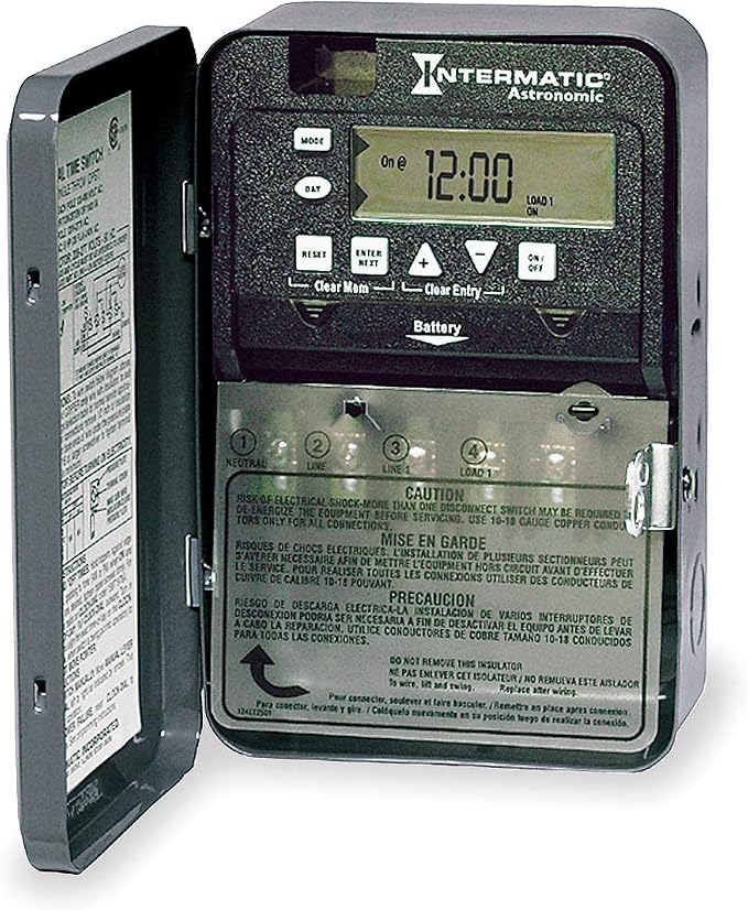 Intermatic ET8015C 120-277V 30A SPST 7-Day Astronomic Digital Timer - Automated Load Switching, Multi-Volt Operation, to-the-Minute Programming - Astronomic Feature for Intelligent Control