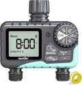 RAINPOINT Sprinkler Timer 2 Outlet, Water Timer for Garden Hose, Programmable Drip Irrigation for Yard Outdoor Watering, Rain Delay/Manual/Automatic System Controller 2.5" LCD, V2