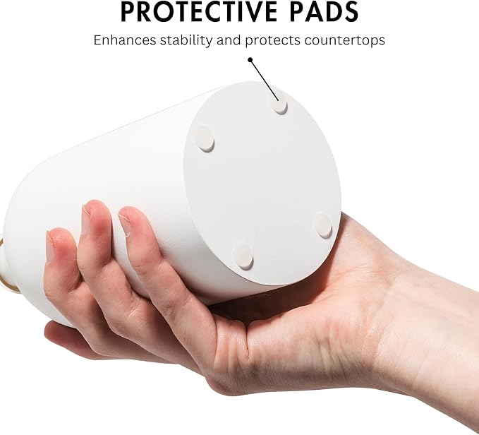 Matte White Round Soap Dispenser Set with Tray for Kitchen, Countertop & Bathroom – 2 Pack 15 oz Refillable Resin Pump Bottle for Dish Soap, Hand Soap, Shampoo, Conditioner – Non-Slip Protective Pads