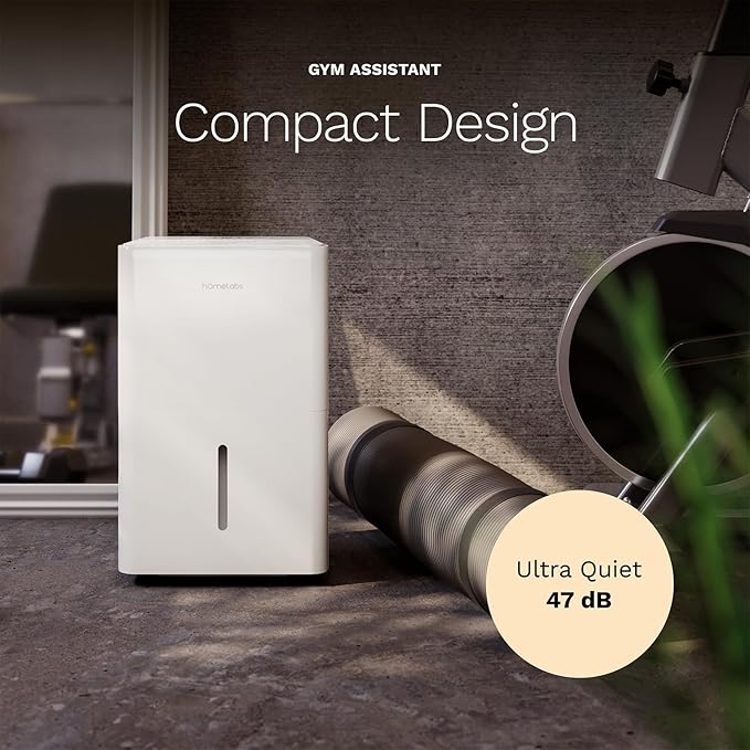 hOmeLabs Dehumidifier 3,500 Sq Ft Wi-Fi (25 Pint MAX 64 Pint at 95°F, 90% RH) for Advanced Humidity & Moisture Control, Quiet, Efficient, Auto Shut-off, Ideal for Home, Basement, Office
