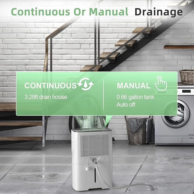 Hogarlabs 50 Pint Dehumidifier for Basement & Whole House, Covers 3500 Sq.Ft, with Drain Hose & Auto Humidity Control, Quiet for Bedroom, Bathroom, Garage, Large Room Dehumidifier