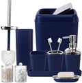 XLHOMO Bathroom Set, 9PC Bathroom Accessory Set, Blue Bathroom Accessories, Blue Bathroom Set, Trash Can, Soap Dispenser for Home Decor
