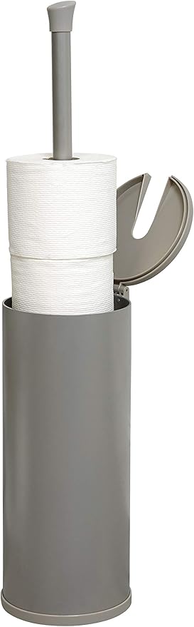 Zenna Home Easy Access Brushed Nickel Toilet Paper Holder, Rustproof, Holds 3 Rolls, Toilet Paper Storage with Lid and Easy Grip Handle, Bath Tissue Holder with Lid, Brushed Nickel