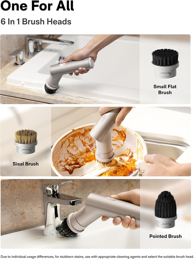 HOTO Handheld Short-Handle Electric Cordless Spin Scrubber, 9 Brush Heads | IPX7 Waterproof Cordless Scrubber Brush, Bathroom Cleaning Brush, Max 22 in-lb, for Bathroom, Shower, Kitchen, Sink, Tile