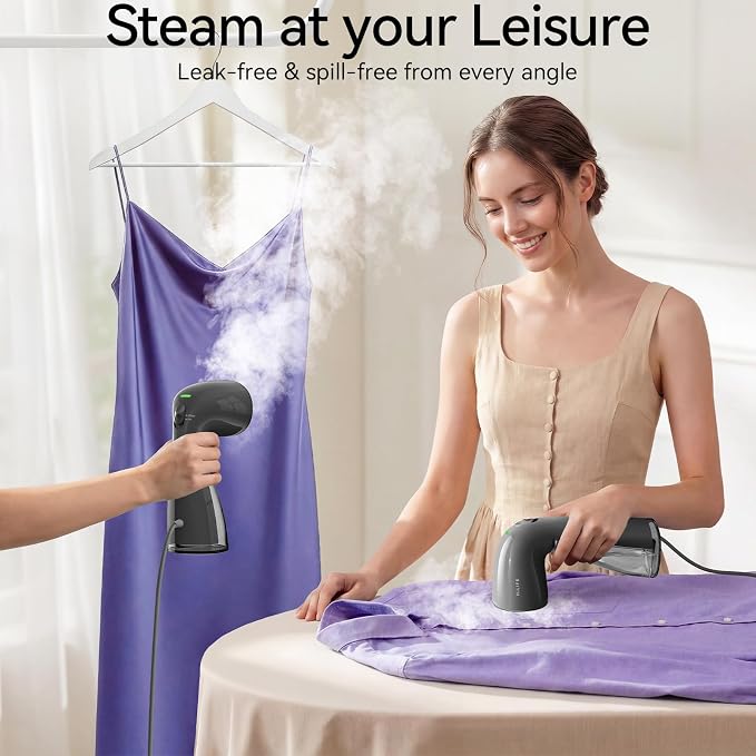 HiLIFE Steamer for Clothes, 1100W Clothes Steamer, Fast Wrinkle Removal with Large 300ml Tank, Ideal for All Fabrics, Easy to Use, Compact and Portable Travel Garment Steamer-Grey