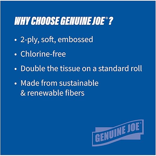 Genuine Joe Bath Tissue, 3.85" x 4.05", 2-Ply, 1000 Sheets/Roll, 36 Count