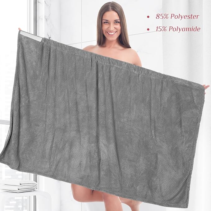 4 Pcs Towel Wrap for Women Waffle Spa Robe with Adjustable Closure Elastic Top Lightweight Wraps for Bath Shower