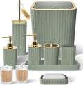 XLHOMO Bathroom Accessories Set - Gorgeous Bathroom Set, 10PC Sage Green Bathroom Accessory Set, Toilet Brush, Trash Can & Soap Dispenser