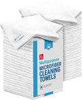 12" x 12" Microfiber Cleaning Cloths (50 Pack) - Reusable Towels, Wash Rags, Dust Cloth, All-Purpose: Kitchen, Dish, Cars, Shop, Glass (White)