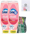 Dawn EZ Squeeze Gentle Clean Liquid Pomegranate & Rose Water Hand Dish Soap, 24.3 Fl Oz (Pack of 2) bundled with Heavy Duty Scotch Brite Sponge