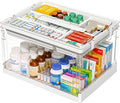 24QT 1Pack Craft Organizers and Storage with Tray, Craft Storage Box | Art Supply Organizer and Storage with Lid for Medicine Cabinet, Medicine Cabinet Organizer, Sewing, Playdoh and Tools
