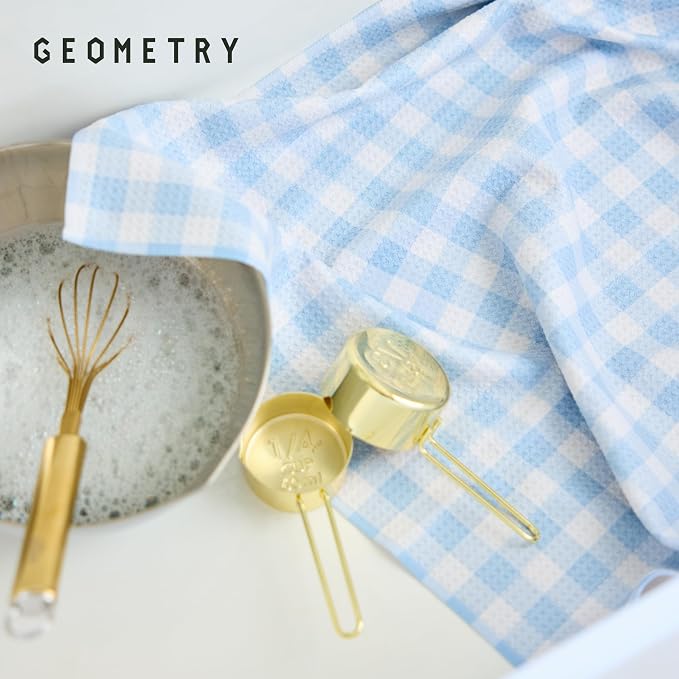 GEOMETRY Tea Towels – Spring & Summer Collection – Quick-Dry, Ultra-Absorbent, Reusable Microfiber Kitchen Towels for Drying & Cleaning - Salt and Sky - 2 Pack