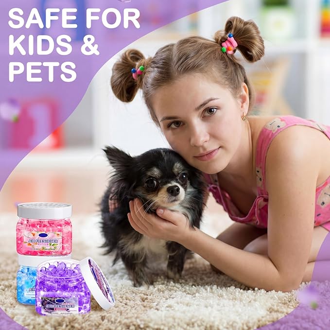 12 Pcs Air Freshener Bulk Odor Gel Eliminator Beads 8 oz Long Lasting Air Freshener Beads Eliminates Odors in Home Bathrooms, Cars, Boats, Rvs and Pet Areas (Ocean, Lavender, Rose, Lemon)